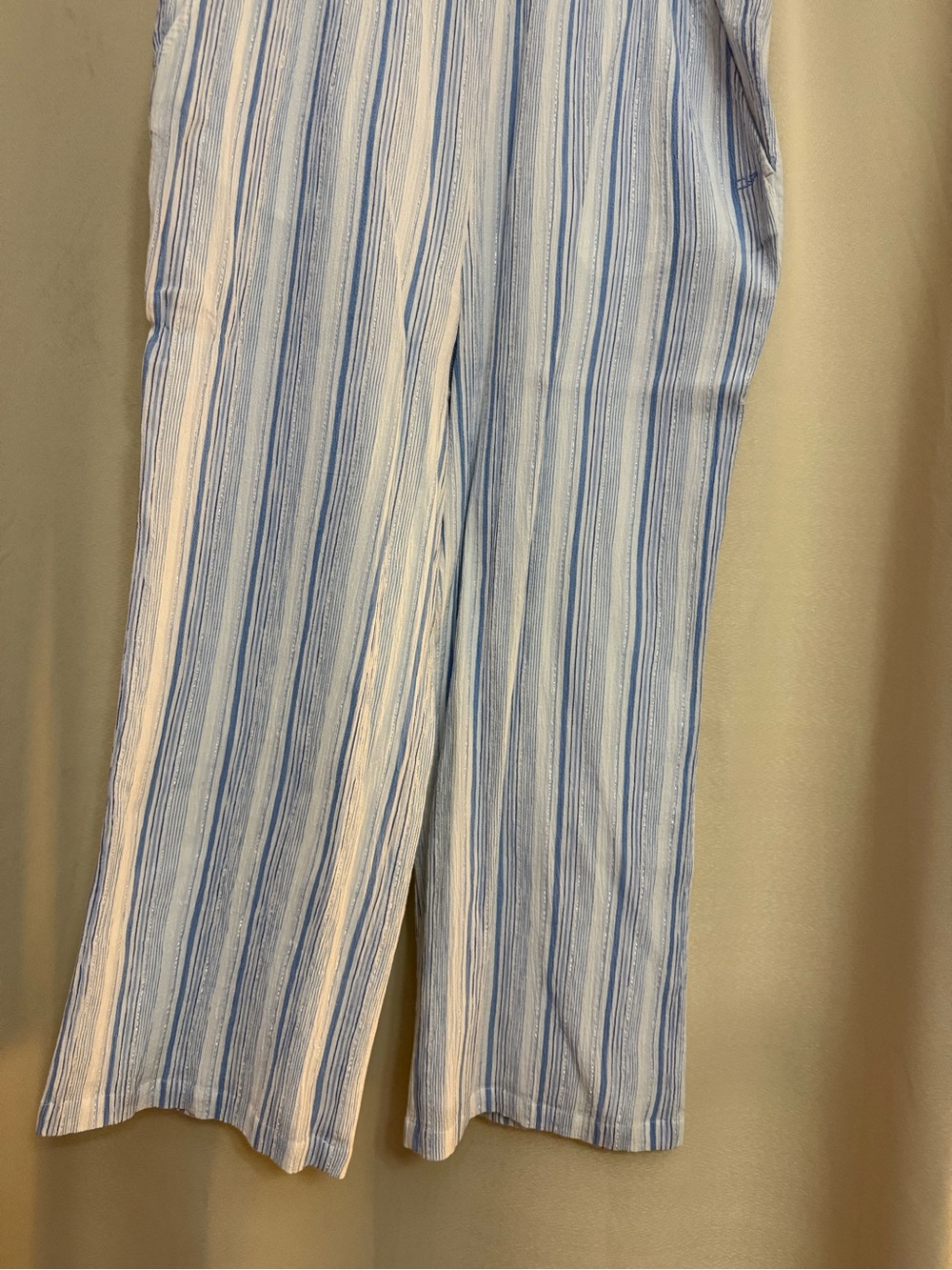 Vineyard Vines Light Blue and White Striped Wide-Leg Pants